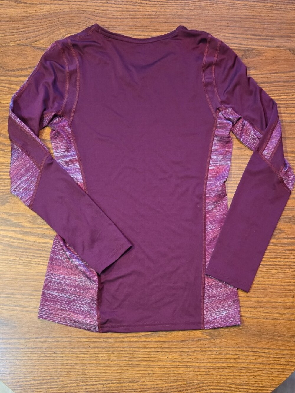adidas Maroon V‑Neck Long Sleeve Athletic Top - Picture 2 of 3